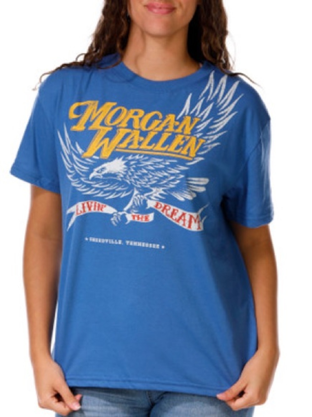 Day Daydreamer Morgan Wallen Living the Dream Blue Graphic Short Sleeve Tee L